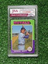 GEORGE BRETT KANSAS CITY ROYALS SIGNED 1975 Topps SLABBED ROOKIE RC CARD JSA COA