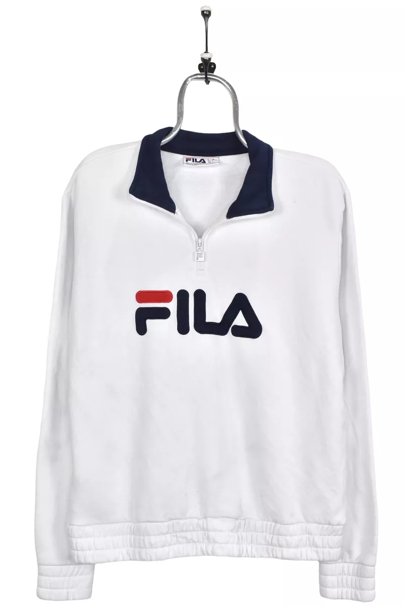 Women s vintage Fila sweatshirt white embroidered 1 4 zip AU