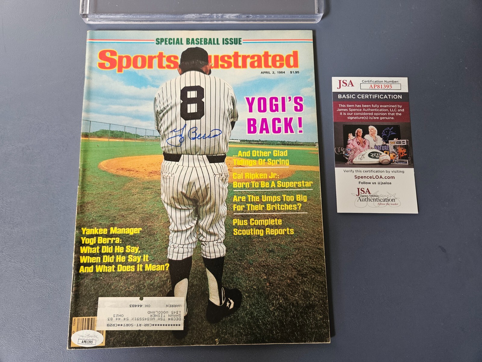 Yogi Berra 4/2/84 New York Yankees Autograph Autographed Signed Sports Illustrated - JSA COA 
