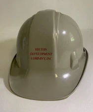 North Safety Cap Gray Hard Hilton Development Company Fits Sz 6.5”-8” Hotel