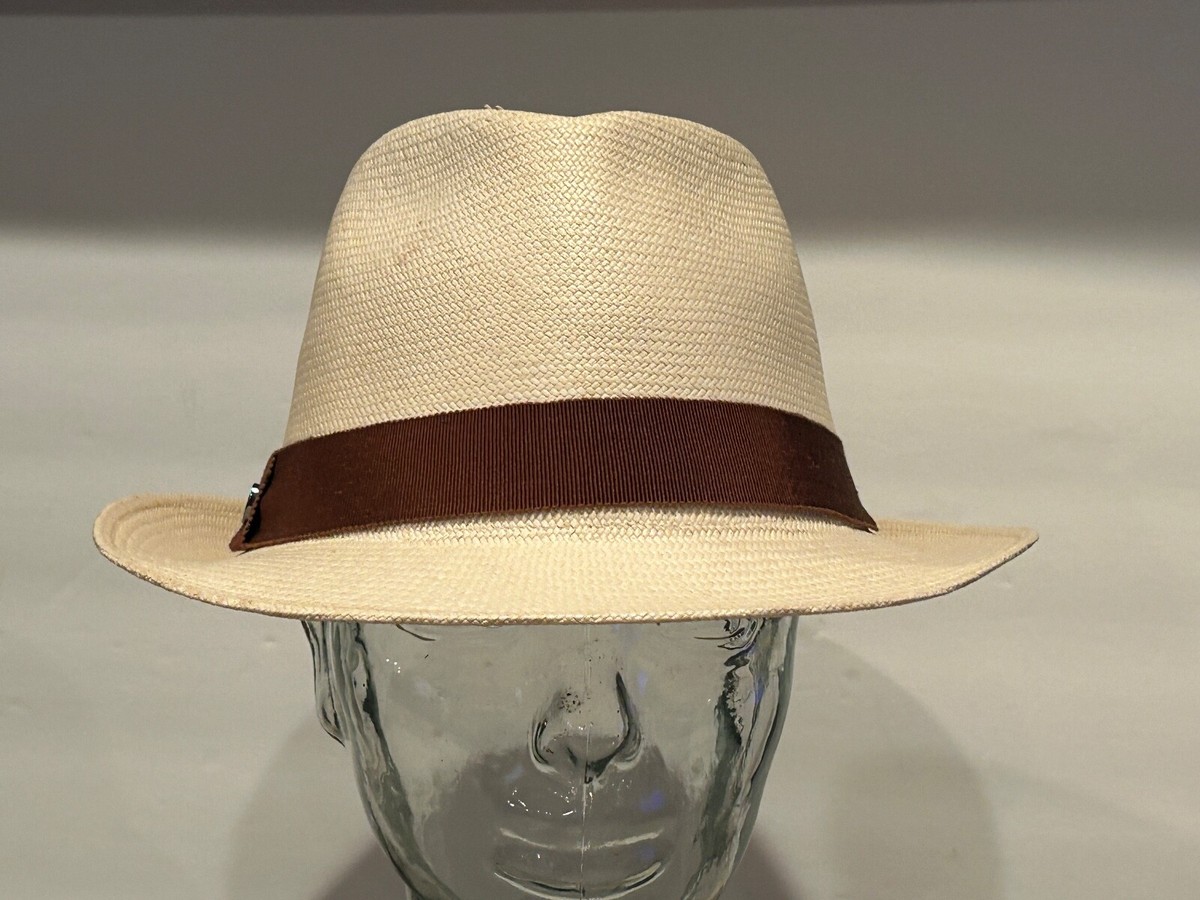 Helen Kaminski XY Straw 100% Raffia EMOSI Fedora Hat Chalk