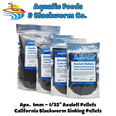 Axolotl Blackworm Pellets, California Blackworm 1mm Sinking Pellets