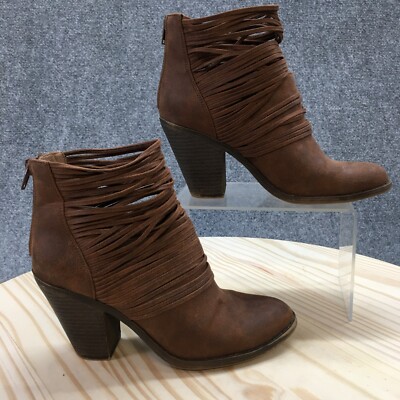 Fergalicious By Fergie Boots Womens 6.5 M Wickey Ankle Bootie Brown Cuban Heels