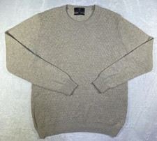 M S Sweater Mens L 100 Lambswool Crew Neck Jumper Winter White Beige
