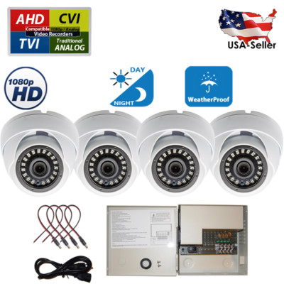 Evertech 4x 1080 HD Wide Angle Night CCTV Security Camera with 4 Port Power Box