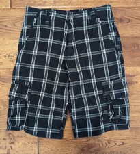 Wrangler Boys Cargo Shorts Size 16 Black Plaid Wrangler Flex Waistband