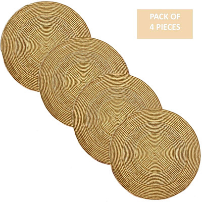 Polypropylene Beige Gold Mélange Round Dining Table Placemat (40 cm) 4 pcs