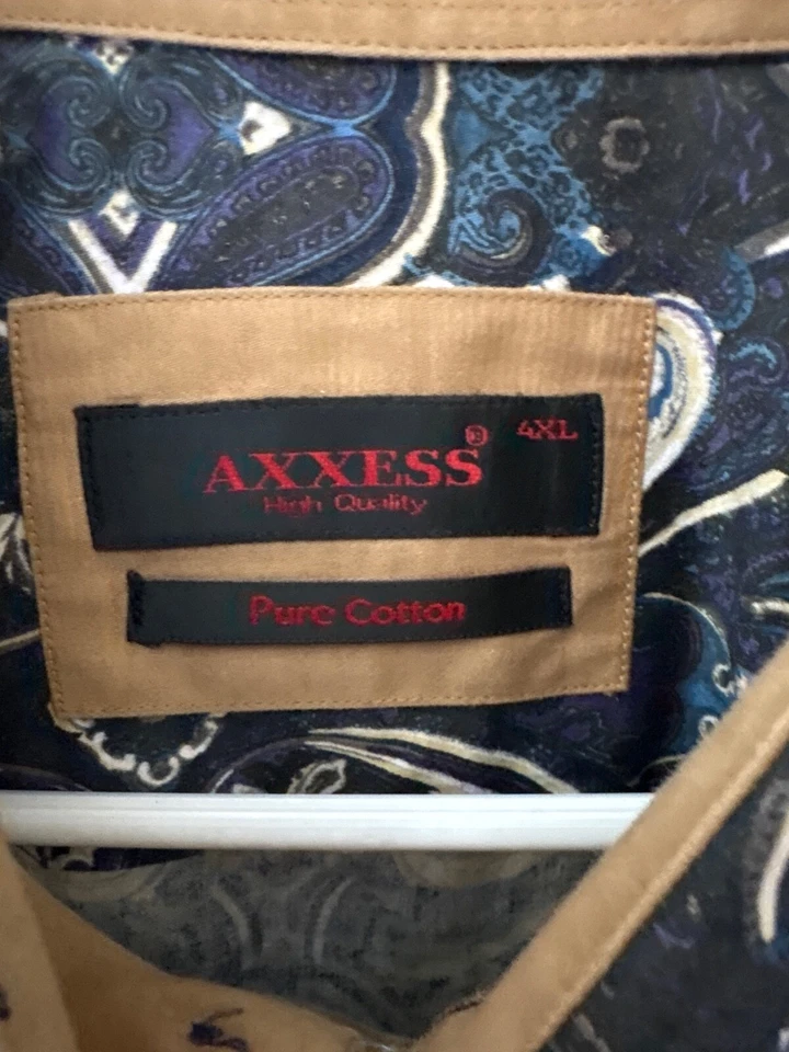 Camisa de vestir de cachemira AXXESS 100 % algodón cuello alto azul 4XL para hombre Foto 2 de 4