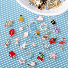 110PCS Bracelet Charms, Assorted Jewelry Making Charms, Gold Plated Enamel Ch...
