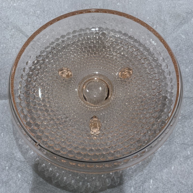 Pink Depression Glass Hobnail Bowl with Feet. 6-1/4” diameter 
