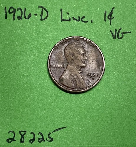 1926 D Lincoln Wheat Cent  / Penny 1c Vg Very Good