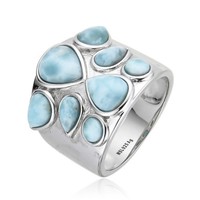 Cavill Silberring Damen Larimar Blau 925 Sterling Echtschmuck 6,00Ct