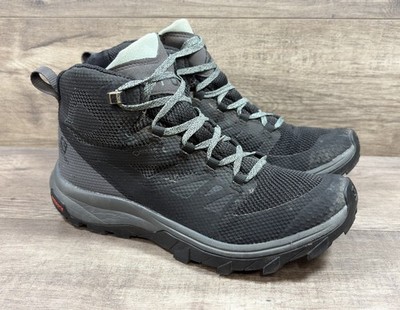 Salomon Outline Mid GTX Waterproof Trail Running Shoes Blk Green Womens Size 6.5