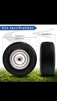 2Pcs Premium 11x4-5 Flat Free Tire and Wheel for Lawn Mowers & Zero Turn Mowers
