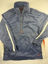 Vintage Nike Black Tag 1/2 Zip Anorak Windbreaker Jacket Mens EG / XL Navy Orang