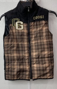 Coogi Girls Brown Plaid GG Puffer Vest Sz 7