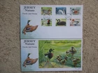 JERSEY - 2004 DUCKS & SWANS STAMPS & MINIATURE SHEET ON 2 FIRST DAY COVERS