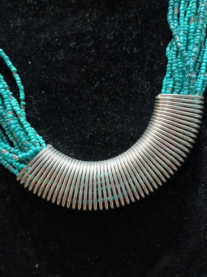 Collar De Colección Multi-Hebra Turquesa Retro Cuentas Foto 2 de 4