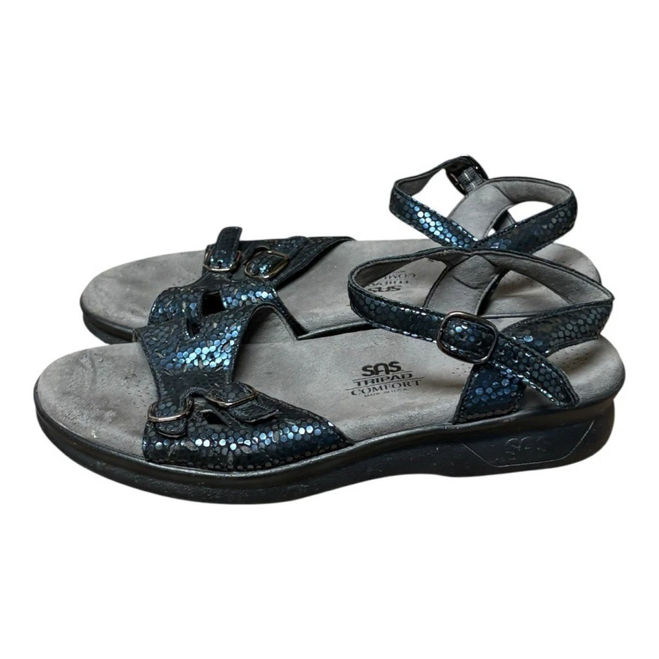 Sandalias SAS Mujer Talla 7 Duo Azul Marino Tirantes Verano Azul Foto 2 de 4