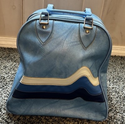 Vintage Brunswick Don Carter Blue Wave Bowling Bag + Ebonite Galaxie Ball