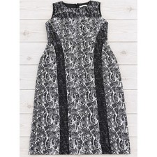 Calvin Klein Sheath Dress Snakeskin Print Metallic Textured Sleeveless Size 8