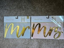 Mr. Mrs. Hanging Gold Chair Signs Wedding Reception Decor Party Best Day Ever