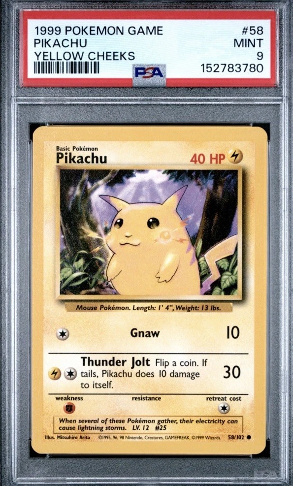 Pokémon TCG Base Set Pikachu Grade 9 Individual Collectible Card
