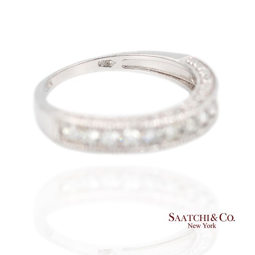 Anello a fascia in oro bianco 14 kt (585) con diamanti naturali incisi - Foto 7 di 9