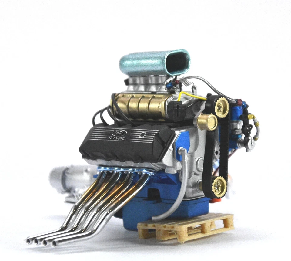 GMP 1/18 Ford 427 SOHC Blown Dragster Engine Motor & Transmission Malco Mustang - Image 2 of 3