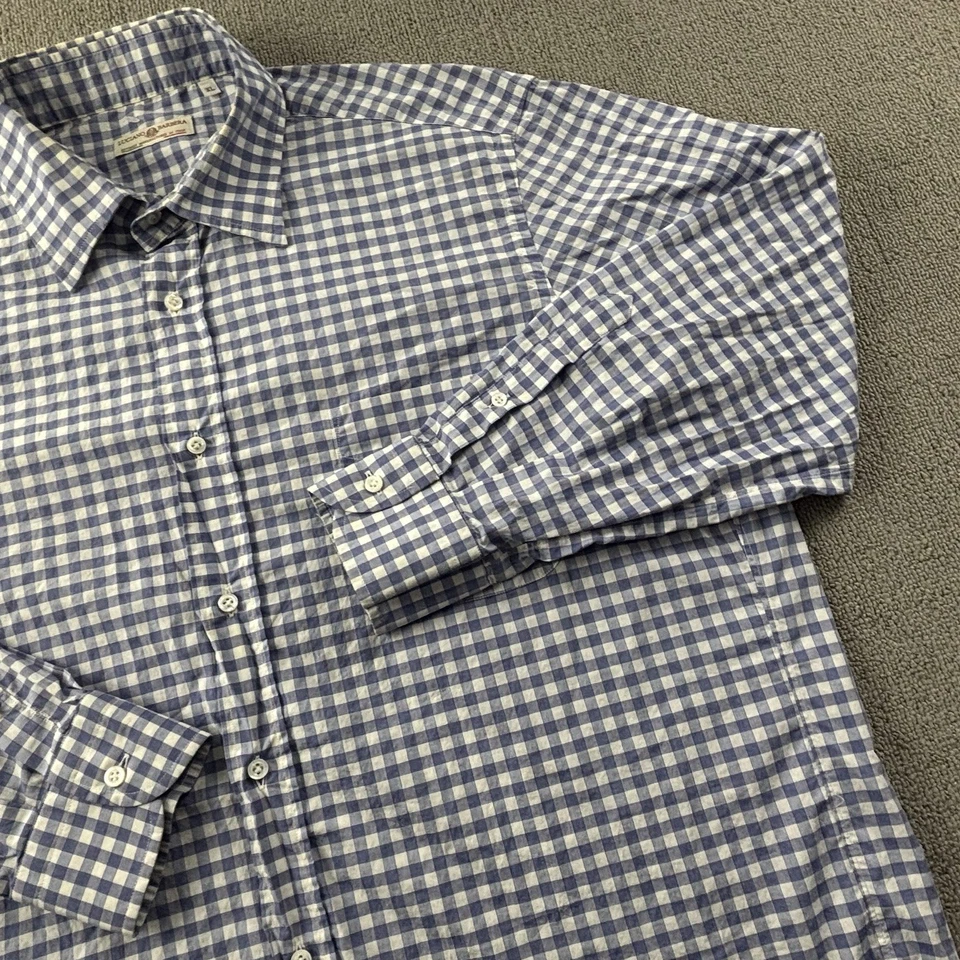 Camisa Luciano Barbera Adulto Extra Grande Cuadros Abotonada Manga Larga Informal Para Hombre Foto 4 de 4