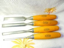 4 Vintage Marples Wood Chisels Set 1/4"-1/2"-3/4"-1" OLD CARVING TOOLS