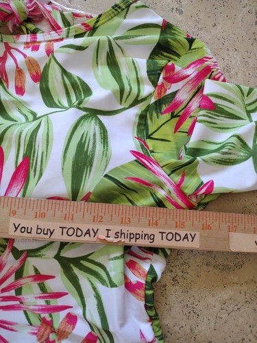 Caribbean Joe Rash Guard Swimsuit Woman's Large Multicolor Floral Long Sleeves - Bild 5 von 8