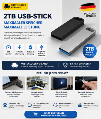 USB 3.0 Hohe Geschwindigkeit Speicherstick USB Stick 2TB USB-Flash-Laufwerk PC