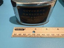 Vintage Citizens National Trust & Savings Bank Riverside Chrome Coin Bank