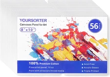 56 Pack 8X10 Inch Canvas Boards for Painting Bulk, Kids Art Novices Blank Canvas