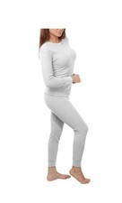 Women's Cotton Waffle Knit Thermal Underwear Stretch Shirt  Pants 2pc Set