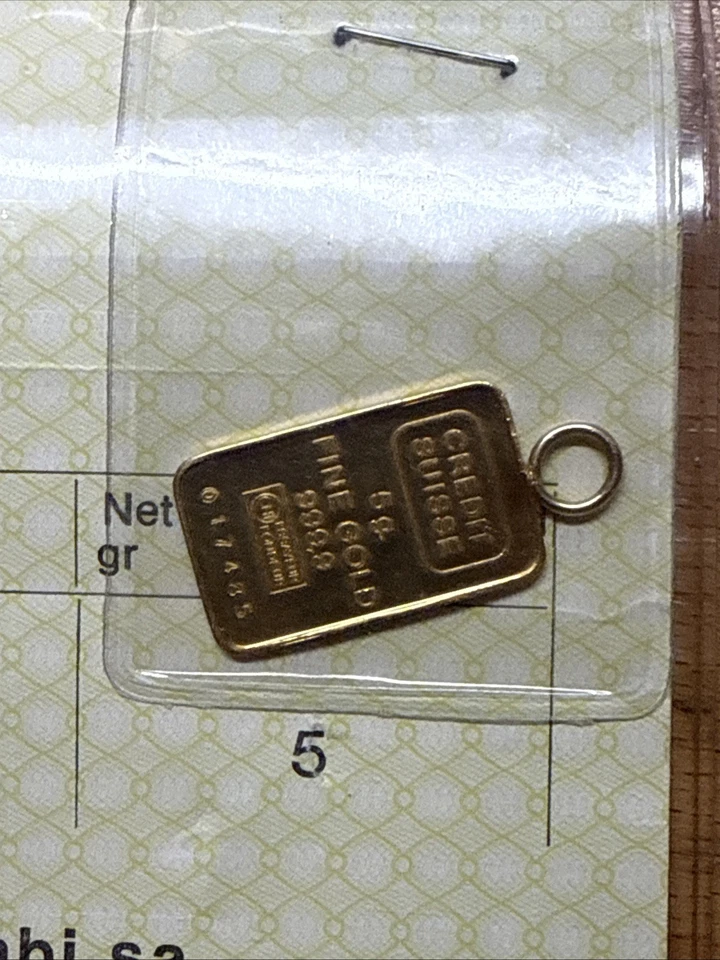 复古瑞士信贷 5 克金条吊坠和原装检测卡 Valcambi — 第 3/4 张图片