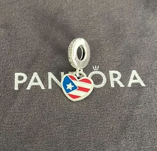 Pandora Puerto Rico Flag Charm Pendant S925 Sterling Silver