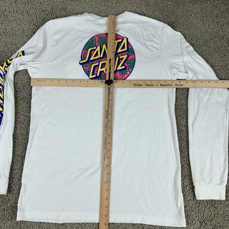 Camisa masculina Santa Cruz grande branca rosa Monstera folha skate estampa skatista - Imagem 4 de 4