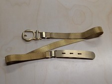 Vintage Gold Tone Mesh Belt Adjustable 24-26 Narrow Statement Belt