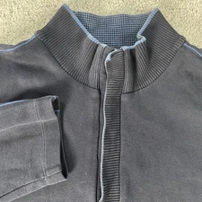 Hugo Boss Sweater Mens 2XL Blue Piceno 01 Quarter Snap Mock Neck Pullover Preppy