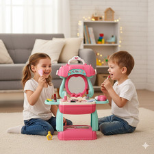 Makeup Mobile Dresser Pretend Play Vanity Set 26pcs Girls 3 in 1 Beauty Salon