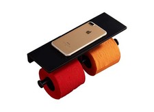 Tissue Holder,Double Roll Holder with Shelf,Wall Mount Brass Bathroom Tissue ...