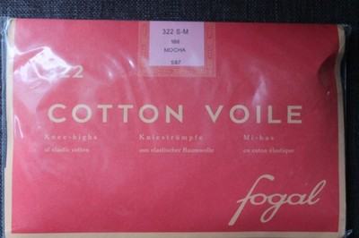 FOGAL Cotton Voile No 322 Kniestrümpfe Gr. S-M Mocha elastische Baumwolle Neu