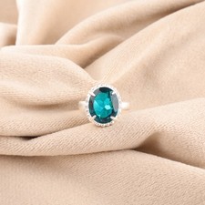 Friendship Day Sale Oval Natural Apatite 925 Silver Stackable Unique Ethnic Ring