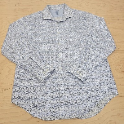 Stafford 365 Comfort Men's XL Blue Floral Long Sleeve Button Up Shirt Beautiful