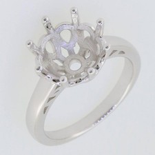Sterling Silver Semi Mount Ring Setting Round 11x11mm Solitaire