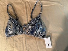 Women's Triangle Bikini Top Shade  Shore Large Blue Snake Print New 12 14 Lined