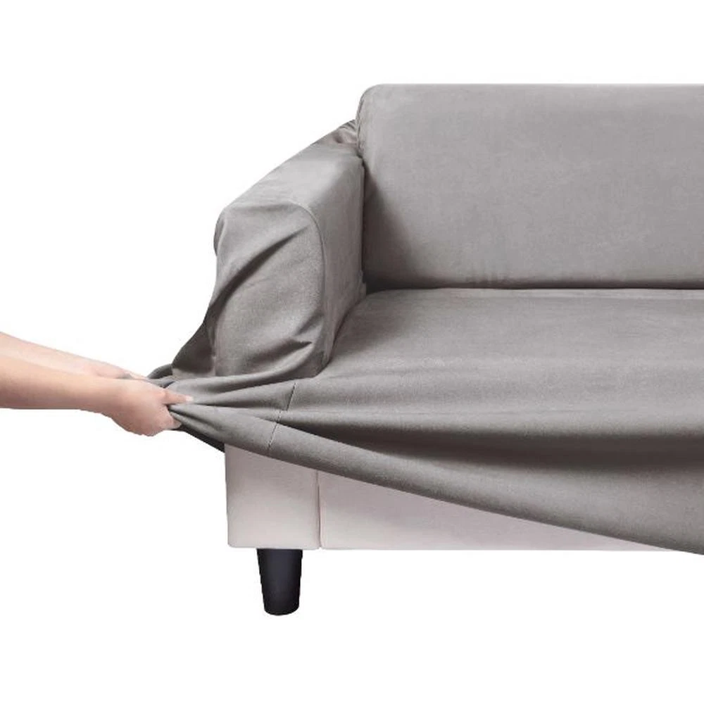 Sherwood Home Premium Faux Suede Couch Sofa Cover, 3 Seater (Silver) 170x0x276cm