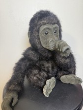 FAO Schwarz 12  Baby Gorilla Plush Flocked Face Hands Feet Black Realistic